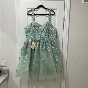 JessaKae Elowen Green Embroidered Floral Fairy Dress